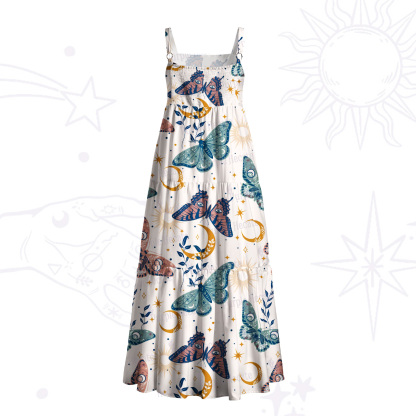 Purplehecate Mystic Luna Moth Butterfly Wide Straps Maxi Dress