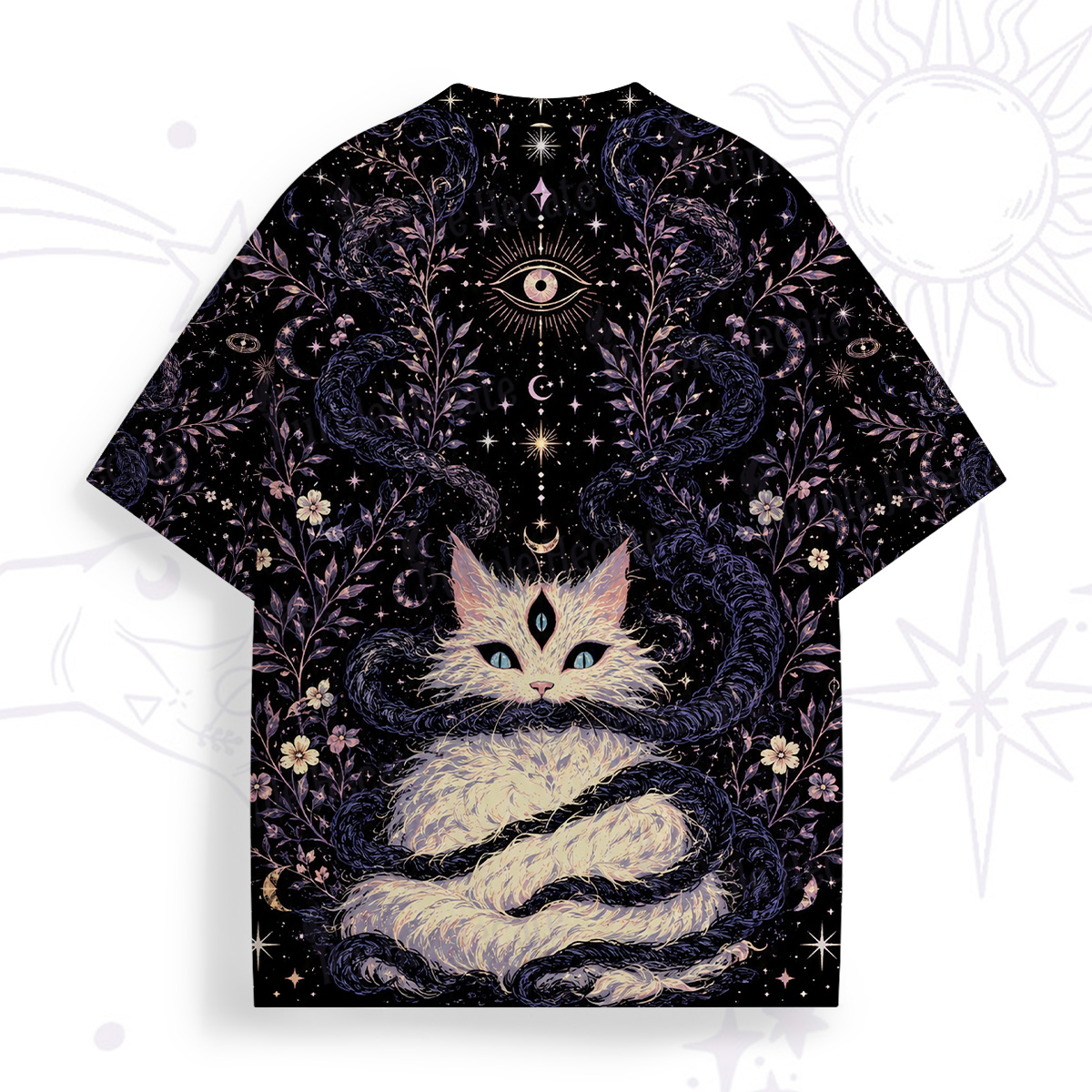 Purplehecate Moon Phase Oracle Cat All Over Print T-Shirt