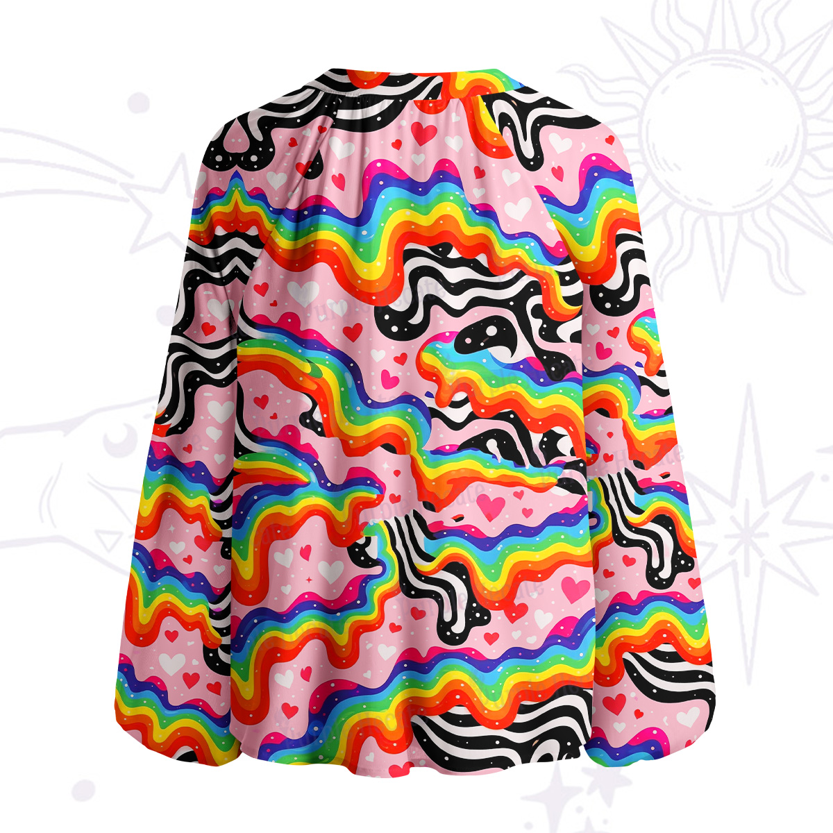 [Copy]Purplehecate Sacred Flame Heart Split Neck Tie Blouse