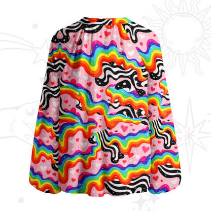 [Copy]Purplehecate Sacred Flame Heart Split Neck Tie Blouse