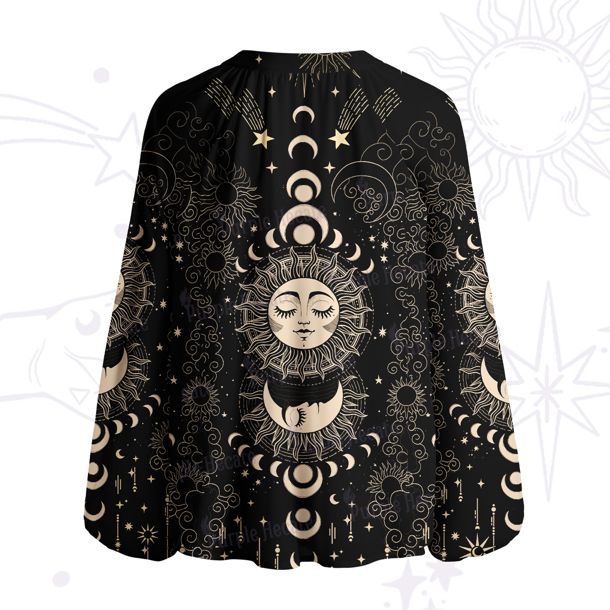 Purplehecate Lunar Eclipse Split Neck Tie Blouse