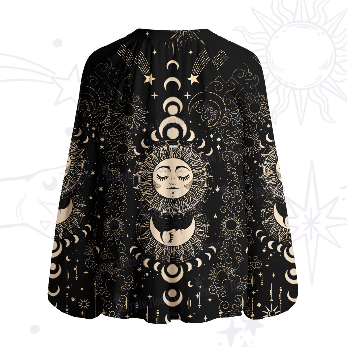 Purplehecate Lunar Eclipse Split Neck Tie Blouse
