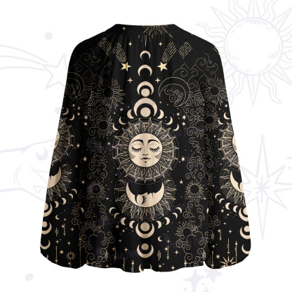 Purplehecate Lunar Eclipse Split Neck Tie Blouse