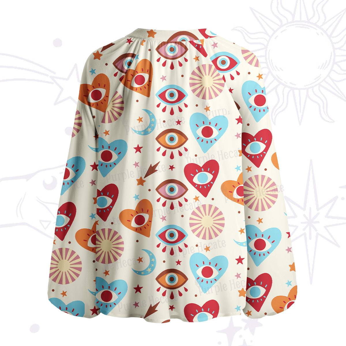 Purplehecate The Enchanted Eye of Love Split Neck Tie Blouse