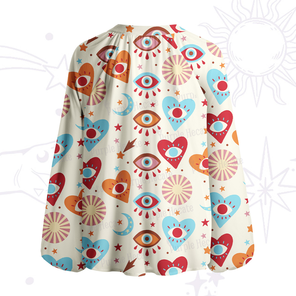 Purplehecate The Enchanted Eye of Love Split Neck Tie Blouse