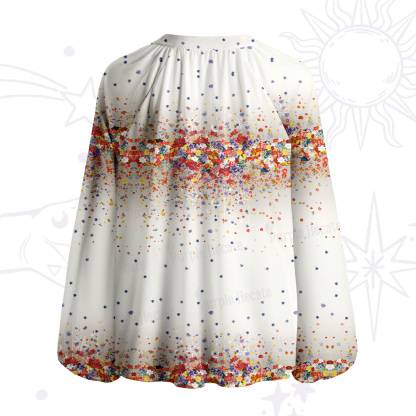 Purplehecate Spring Garden Split Neck Tie Blouse