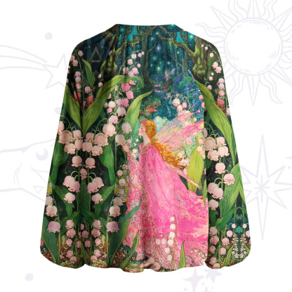 Purplehecate Mystic Secret Lily Fairy Forest Split Neck Tie Blouse
