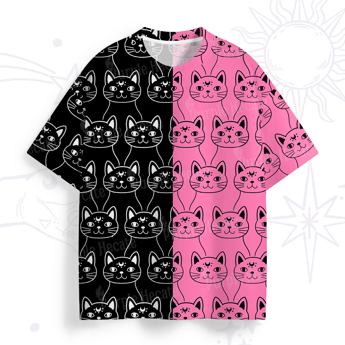 Purplehecate Sketchy Cat All Over Print T-Shirt