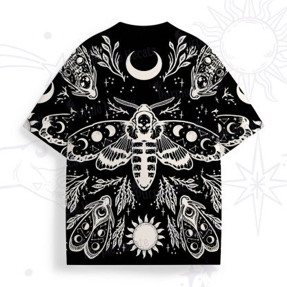 Purplehecate Gothic Death Moth Skull Moon Phases All Over Print T-Shirt