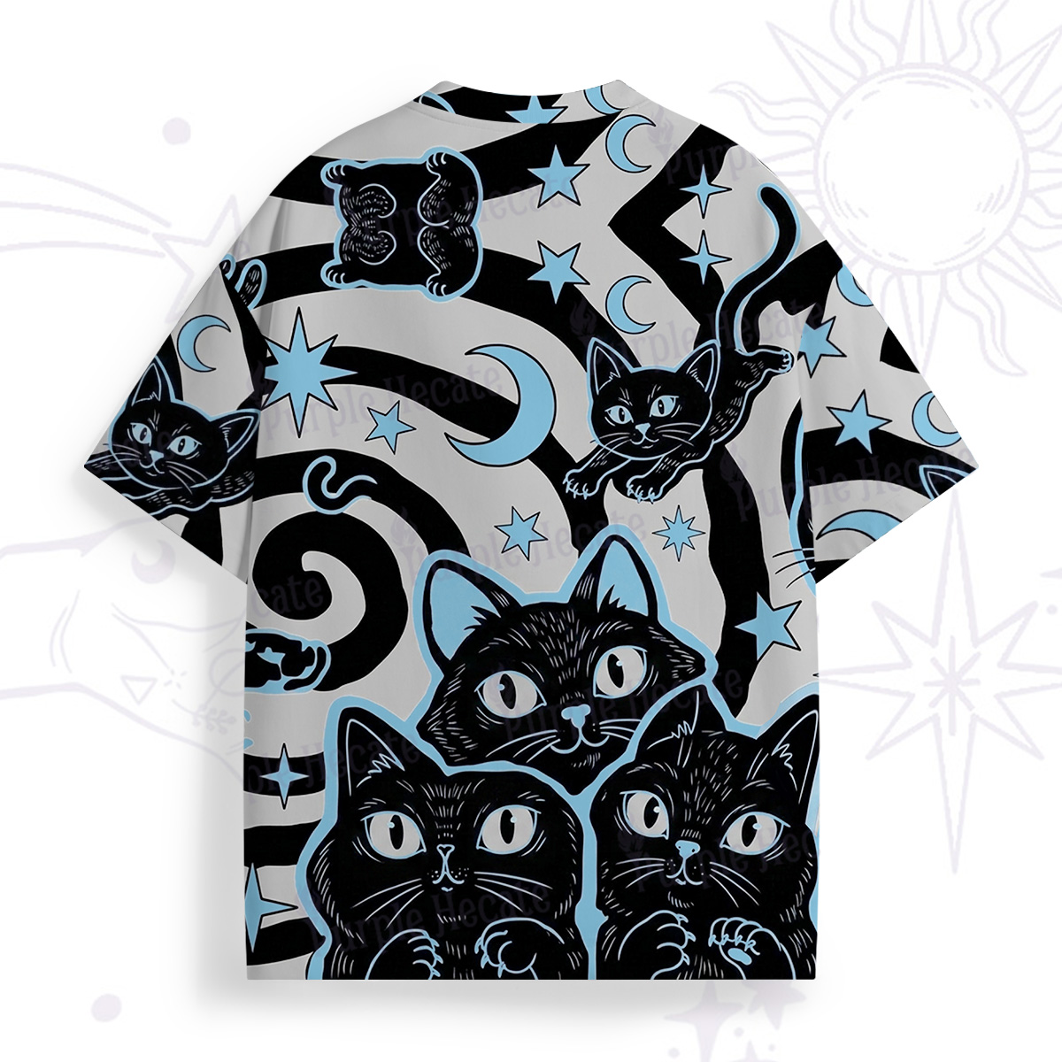 Purplehecate Lunar Magic Black Cat All Over Print T-Shirt