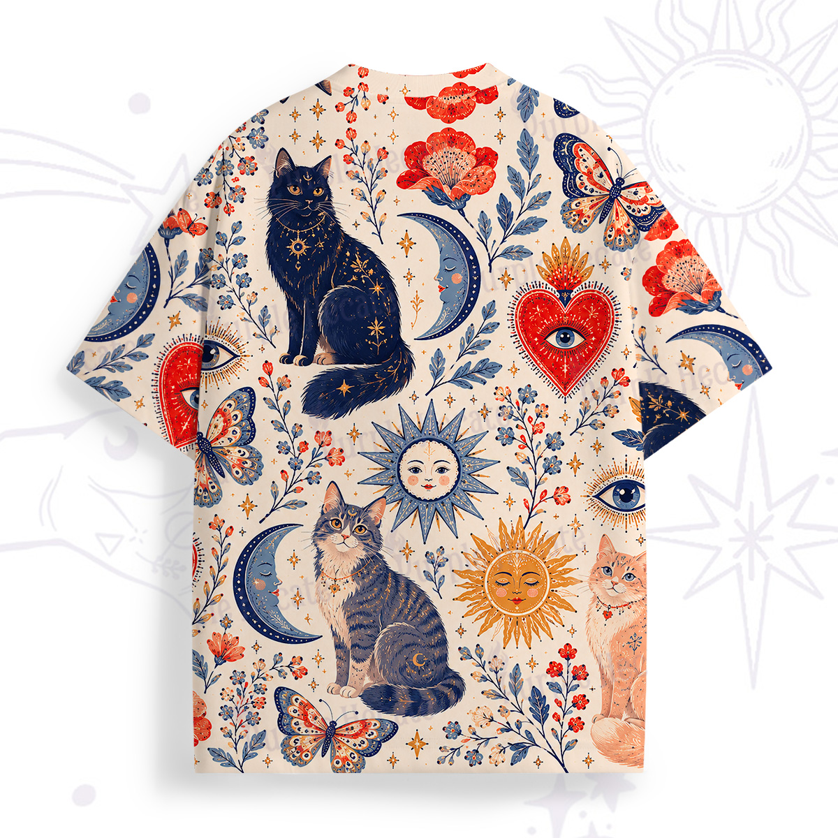 Purplehecate Sunlit Lazy Cats All Over Print T-Shirt