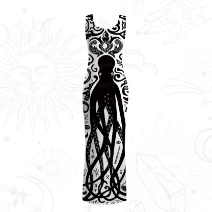 Purplehecate Dark Ocean Sigil Octopus Tentacle Mesh Maxi Tank Beach Dress