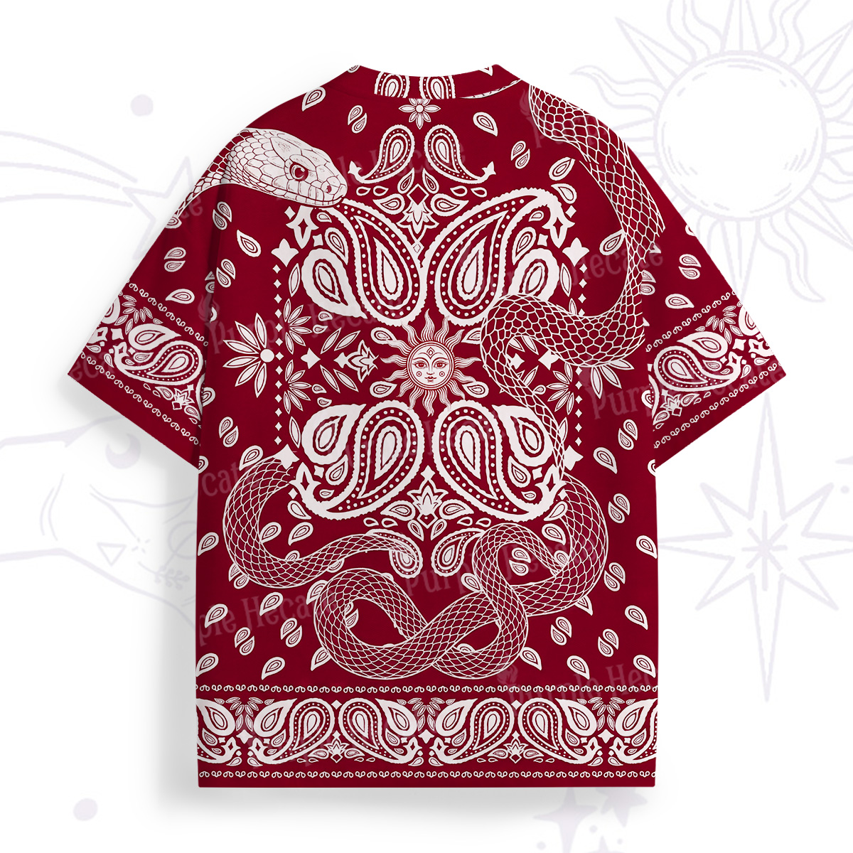 Purplehecate Crimson Serpent Paisley All Over Print T-Shirt