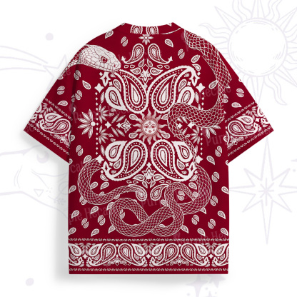 Purplehecate Crimson Serpent Paisley All Over Print T-Shirt