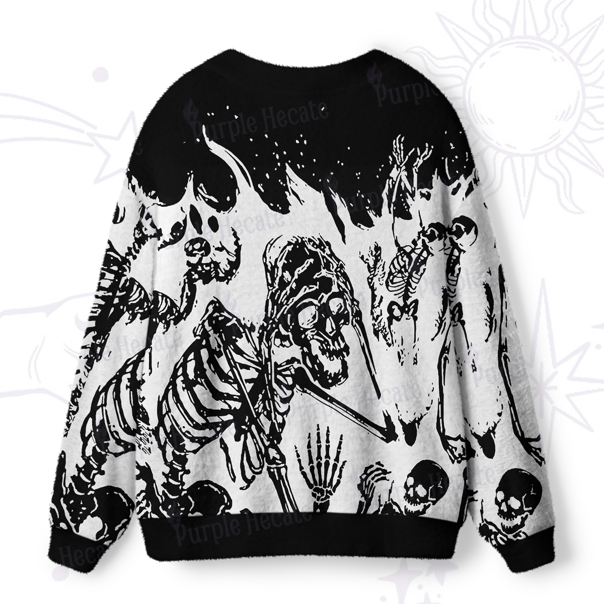 Purplehecate Hellfire Burning Skull Ugly Cardigan Sweaters