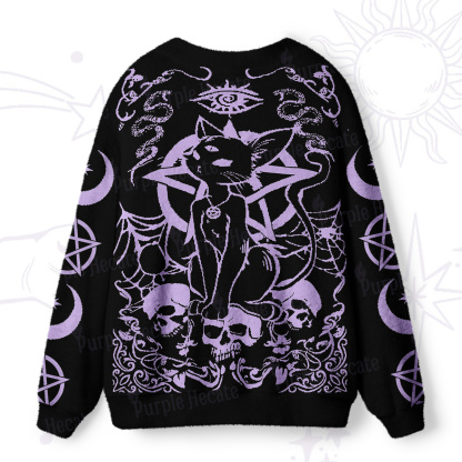 Purplehecate Goth Hex Black Cat Skulls Ugly Cardigan Sweaters