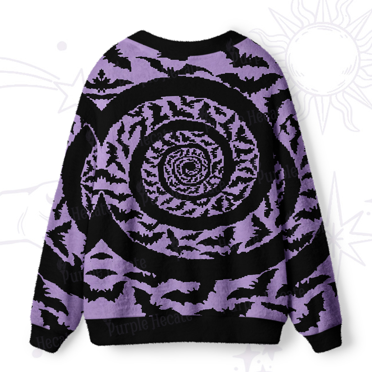 Purplehecate Halloween Hypnotic Bats Ugly Cardigan Sweaters