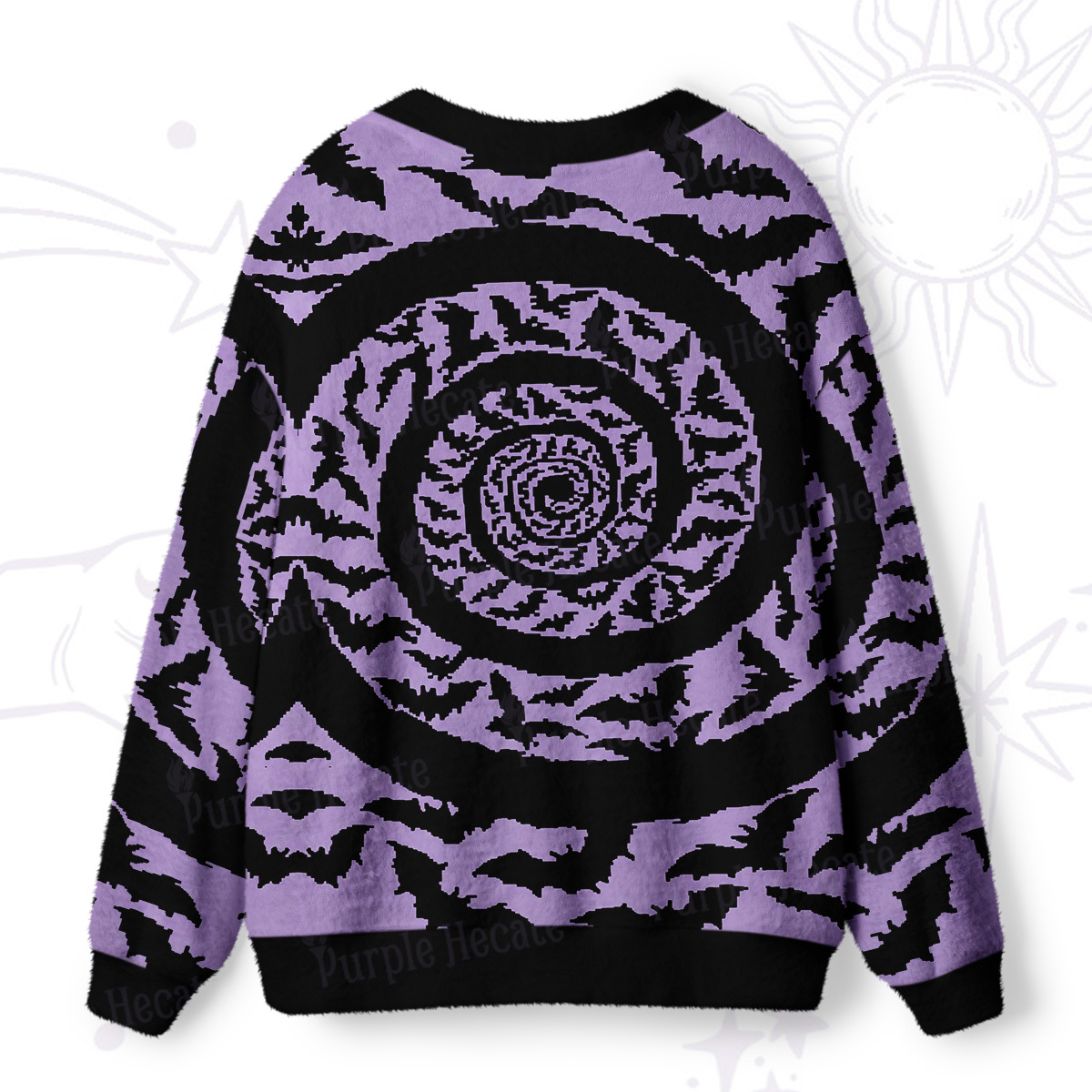 Purplehecate Halloween Hypnotic Bats Ugly Cardigan Sweaters