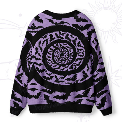 Purplehecate Halloween Hypnotic Bats Ugly Cardigan Sweaters