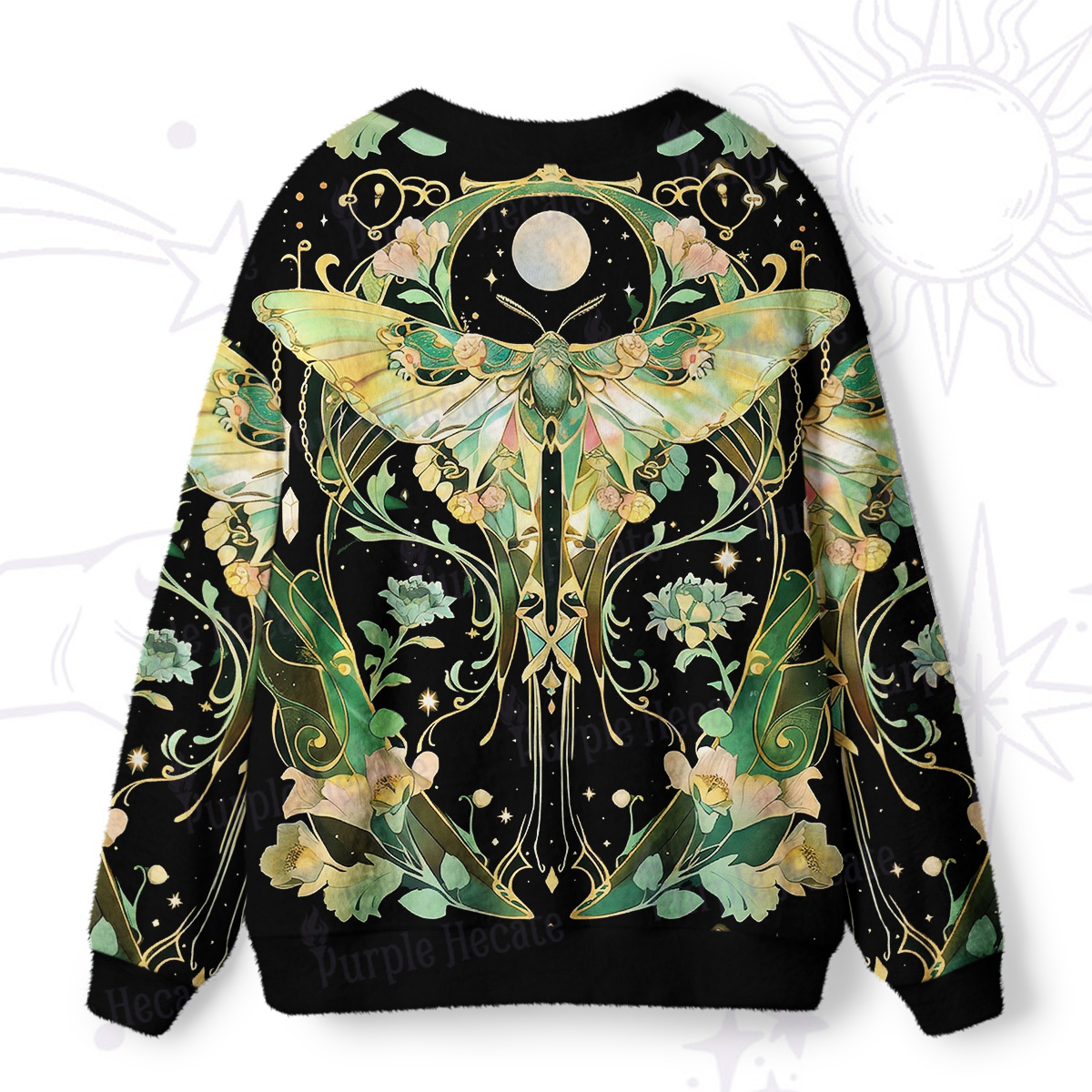Purplehecate Moon Moth Rave Ugly Cardigan Sweaters