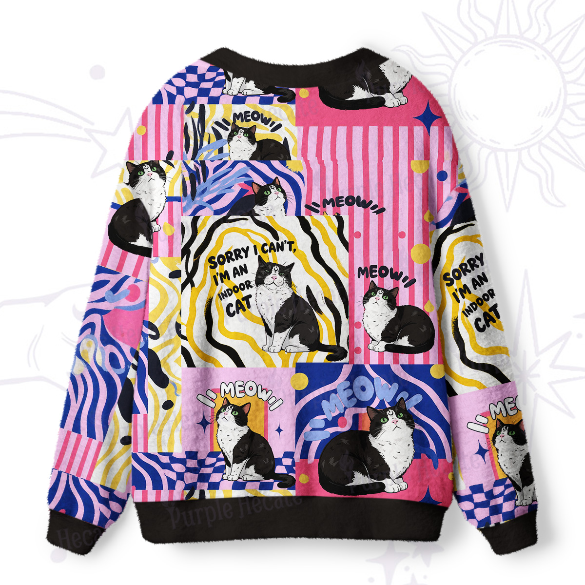 Purplehecate Sorry I Can't Go I'm an Indoor Cat Ugly Cardigan Sweaters