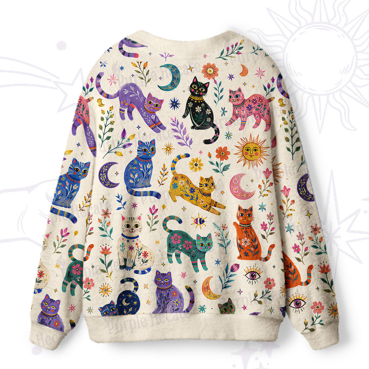 Purplehecate Rainbow Magic Cats Ugly Cardigan Sweaters