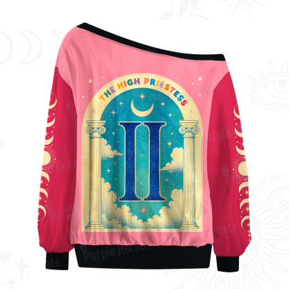 Purplehecate The High Priestess Tarot Card Off The Shoulder Graphic Jersey