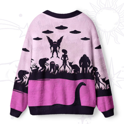 Purplehecate Alien Lake Monster Encounter Ugly Cardigan Sweaters