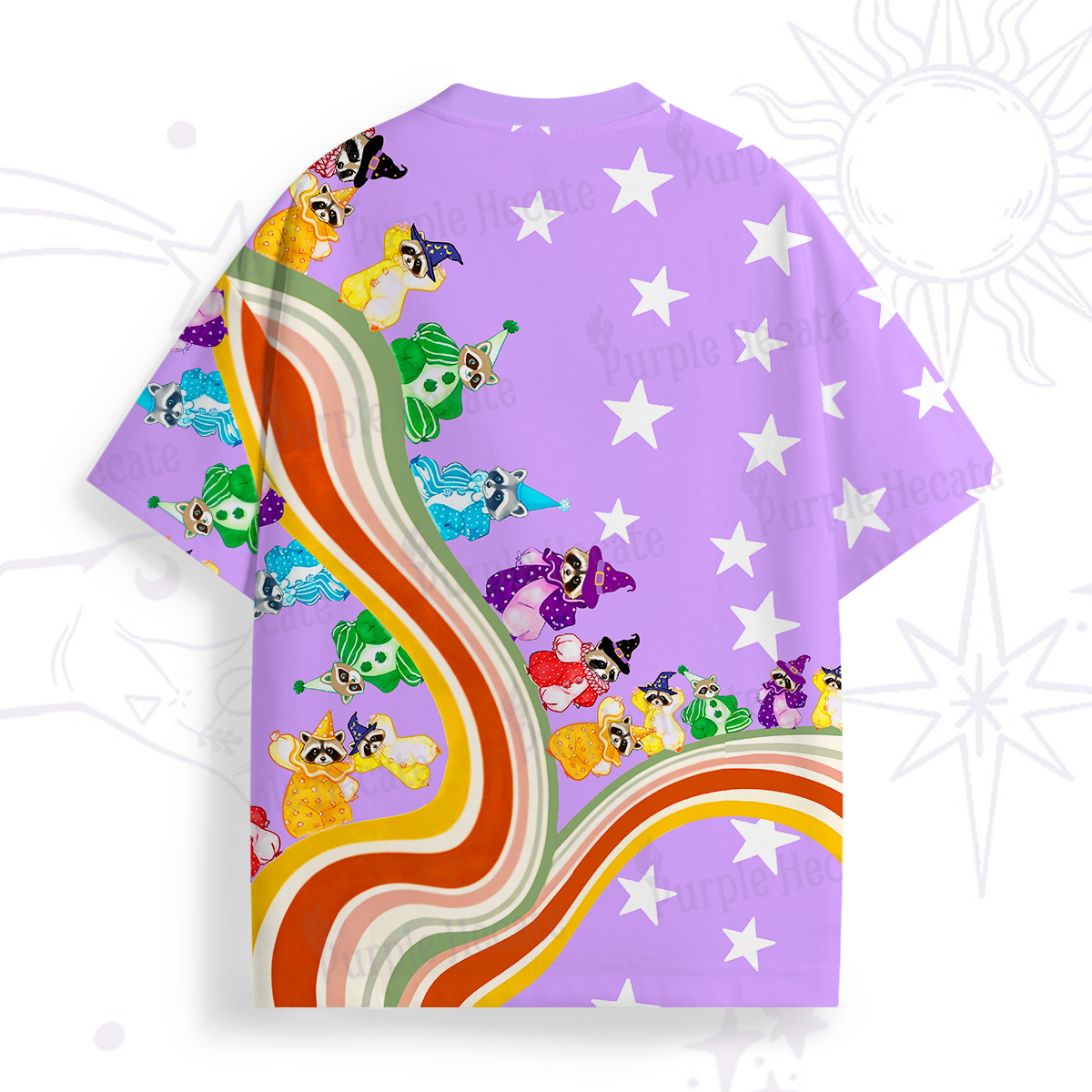 Purplehecate Rainbow Raccoon Star All Over Print T-Shirt