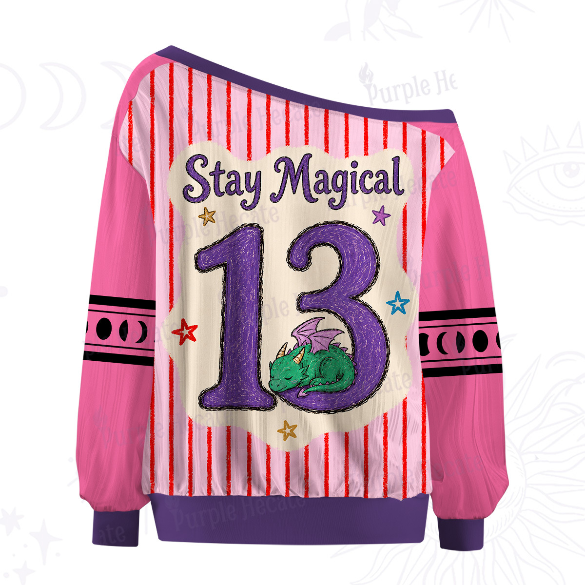 Purplehecate Stay Curious Stay Magical Off The Shoulder Graphic Jersey