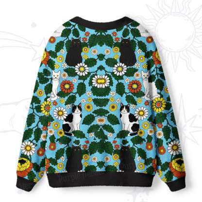 Purplehecate Daisy Cat  Garden Ugly Cardigan Sweaters