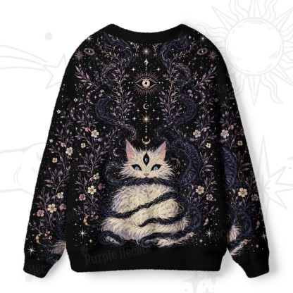 Purplehecate Moon Phase Oracle Cat Ugly Cardigan Sweaters
