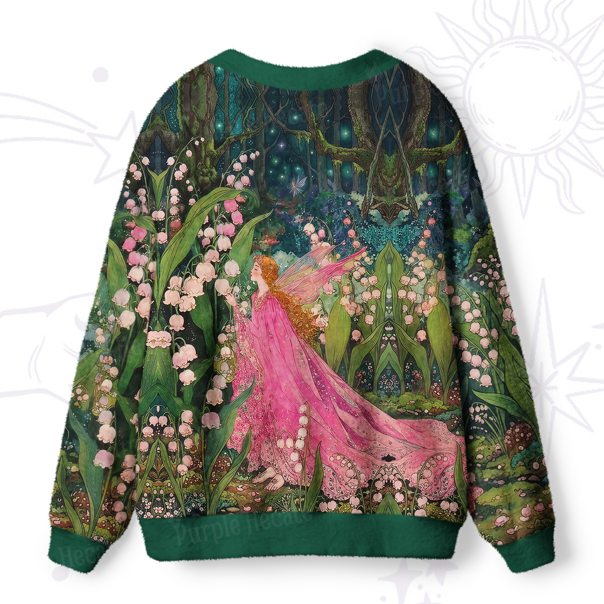 Purplehecate Mystic Secret Lily Fairy Forest Ugly Cardigan Sweaters