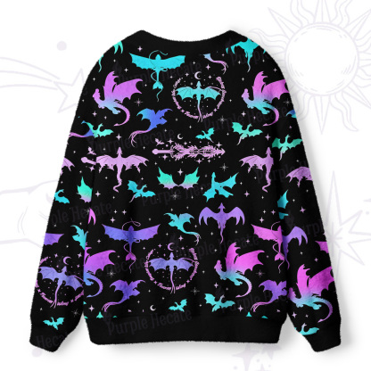 Purplehecate Neon Fantasy Dragon Allover Ugly Cardigan Sweaters