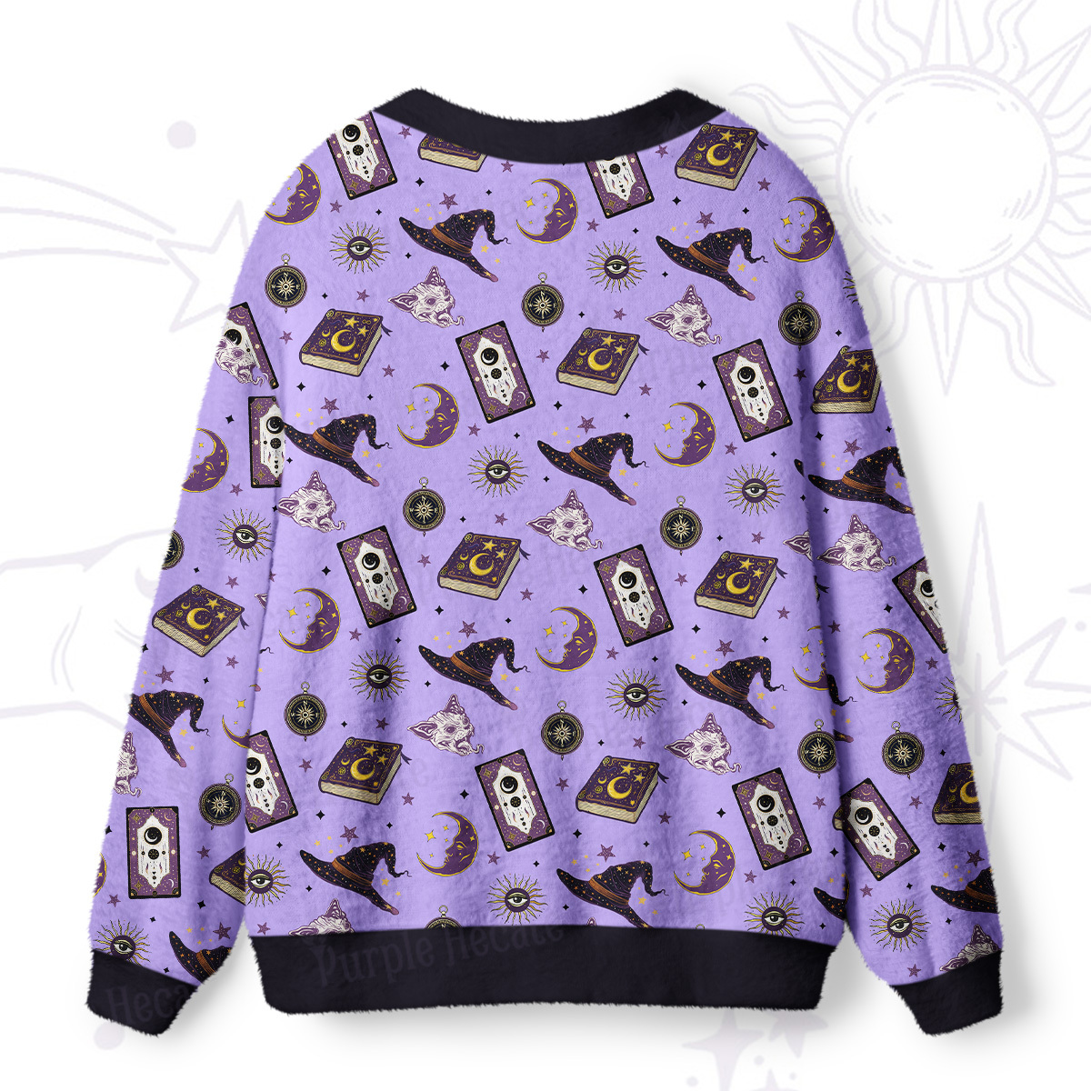 Purplehecate Midnight Witch Tarot Ugly Cardigan Sweaters