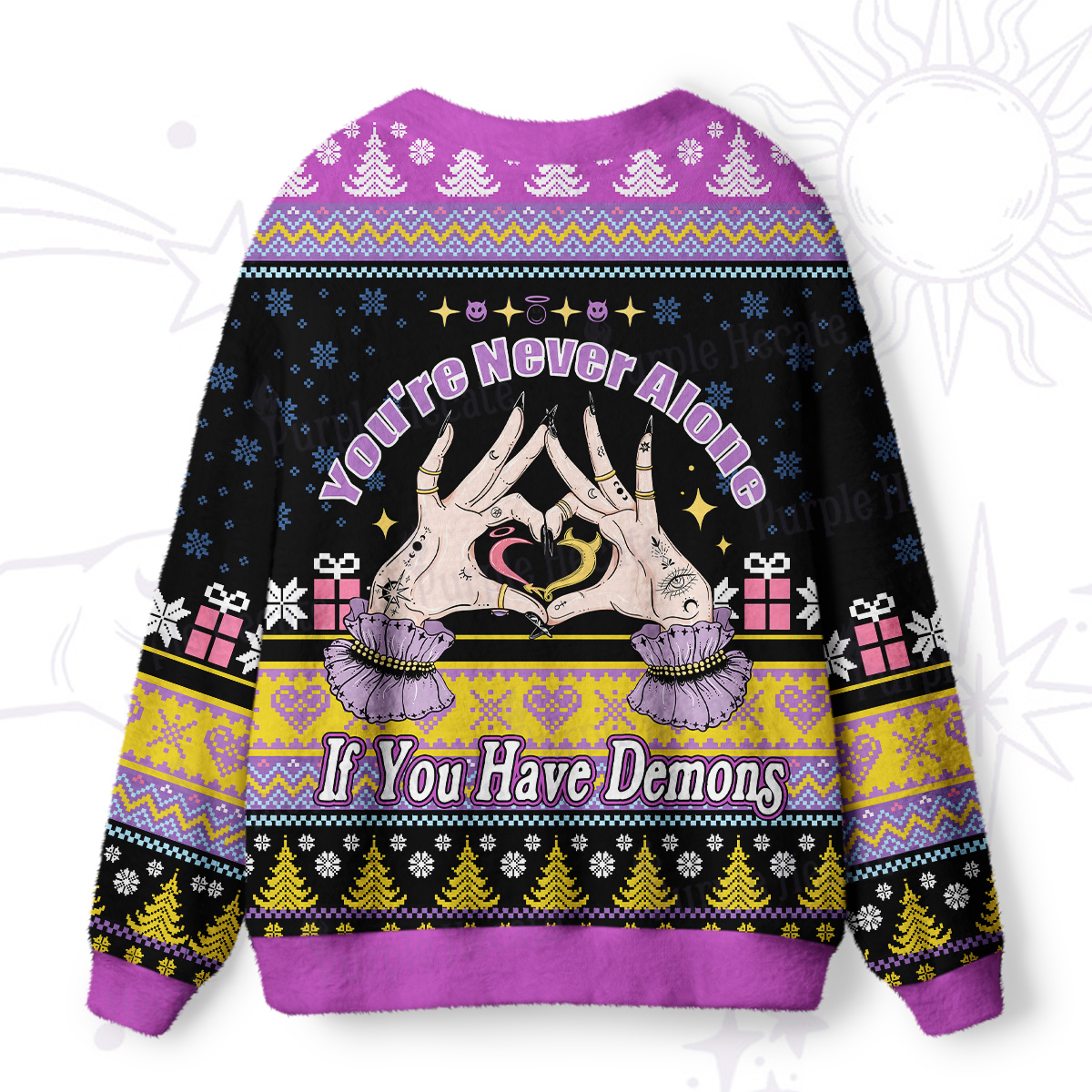 Purplehecate You're Never Alone If You Have Demons Ugly Cardigan Sweaters