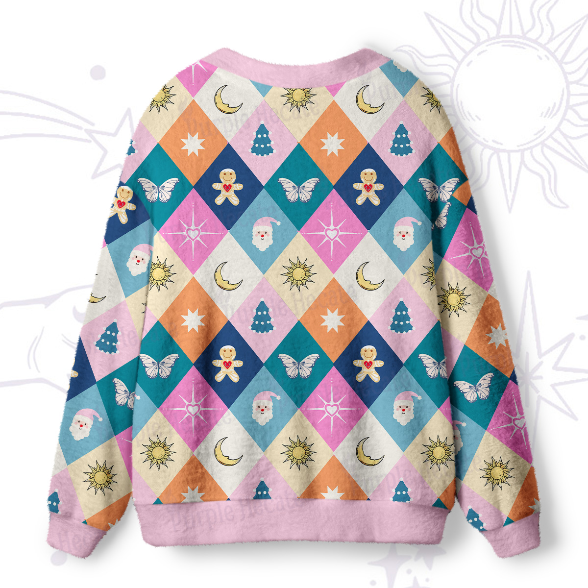 Purplehecate Whimsical Holiday Patchwork Ugly Cardigan Sweaters