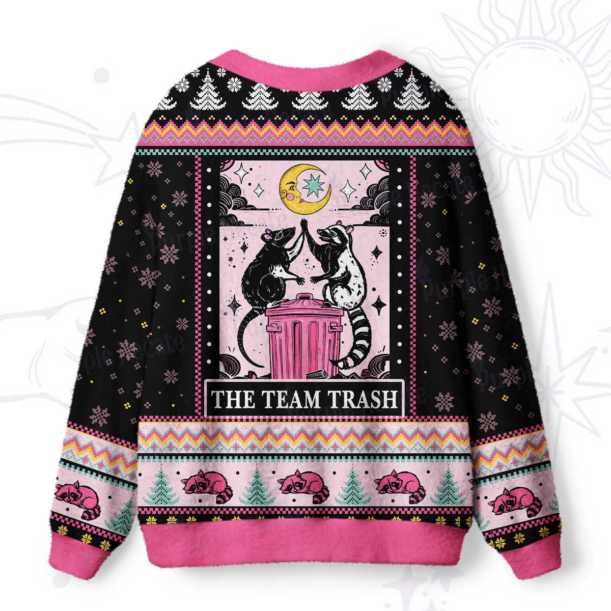 Purplehecate The Team Trash Opossum Ugly Cardigan Sweaters