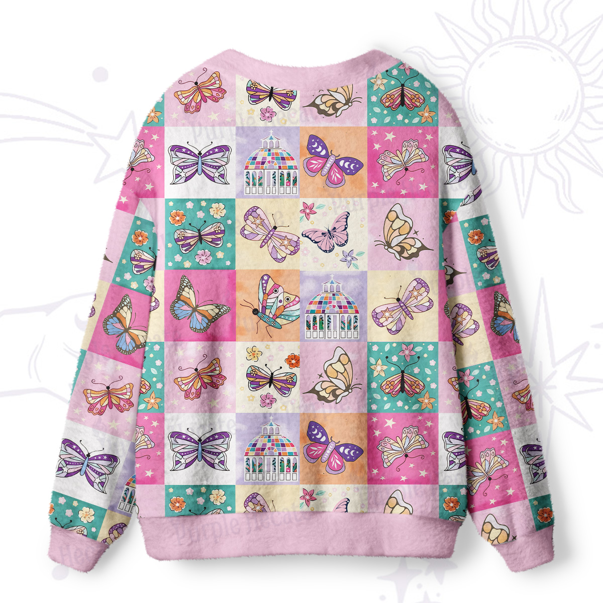 Purplehecate Dreamy Butterfly Garden Ugly Cardigan Sweaters