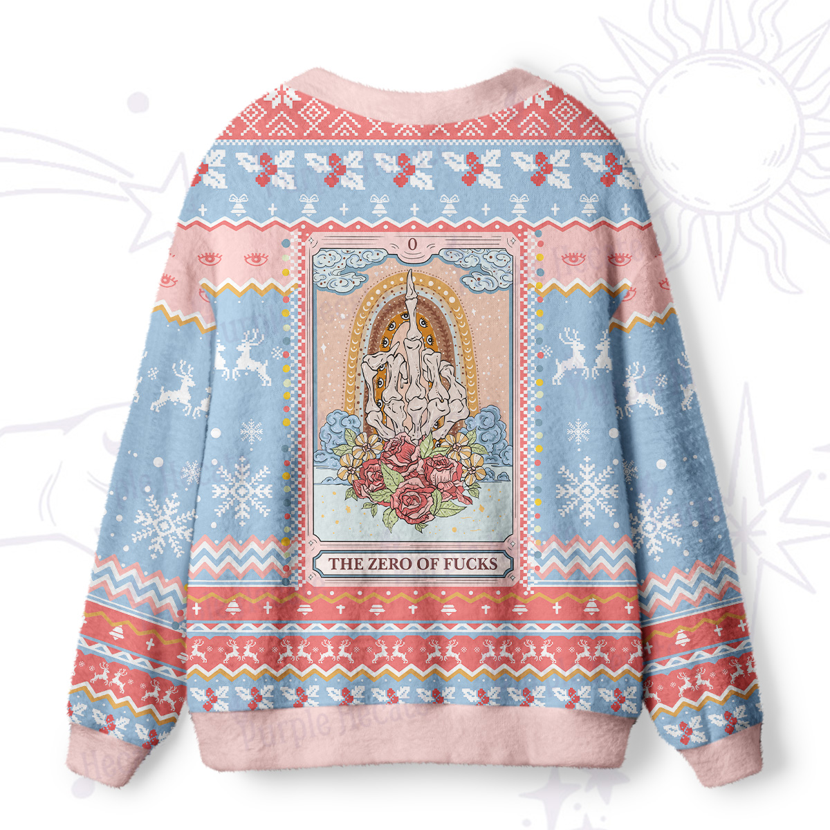 Purplehecate The Zero Of Fucks Tarot Ugly Cardigan Sweaters