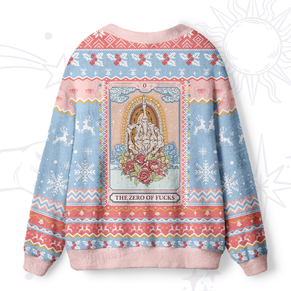 Purplehecate The Zero Of Fucks Tarot Ugly Cardigan Sweaters