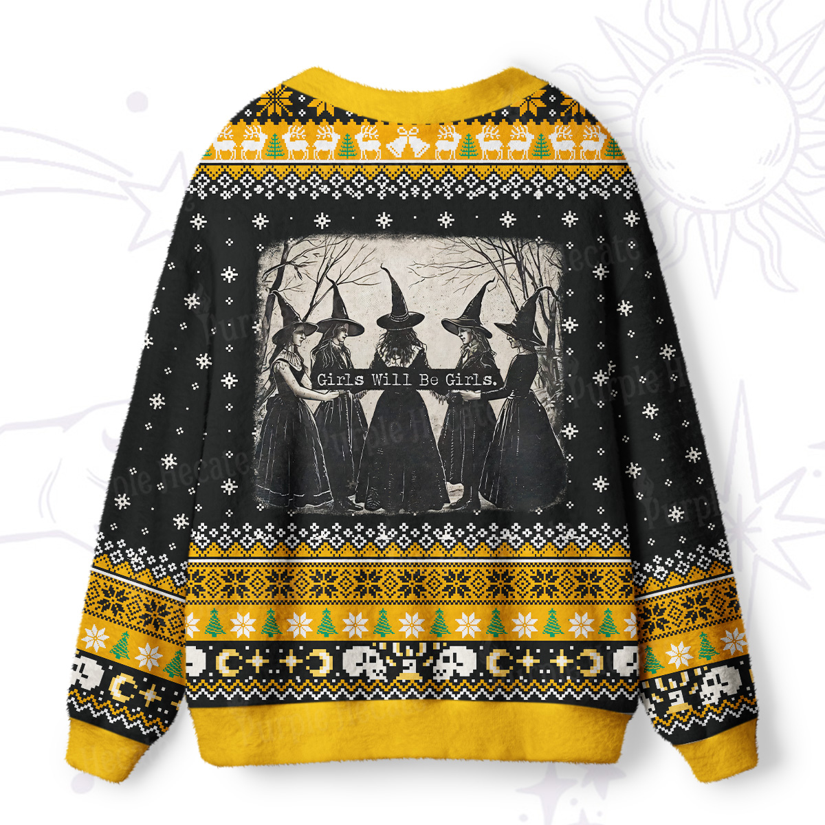Purplehecate Girls Will Be Girls Witch Ugly Cardigan Sweaters