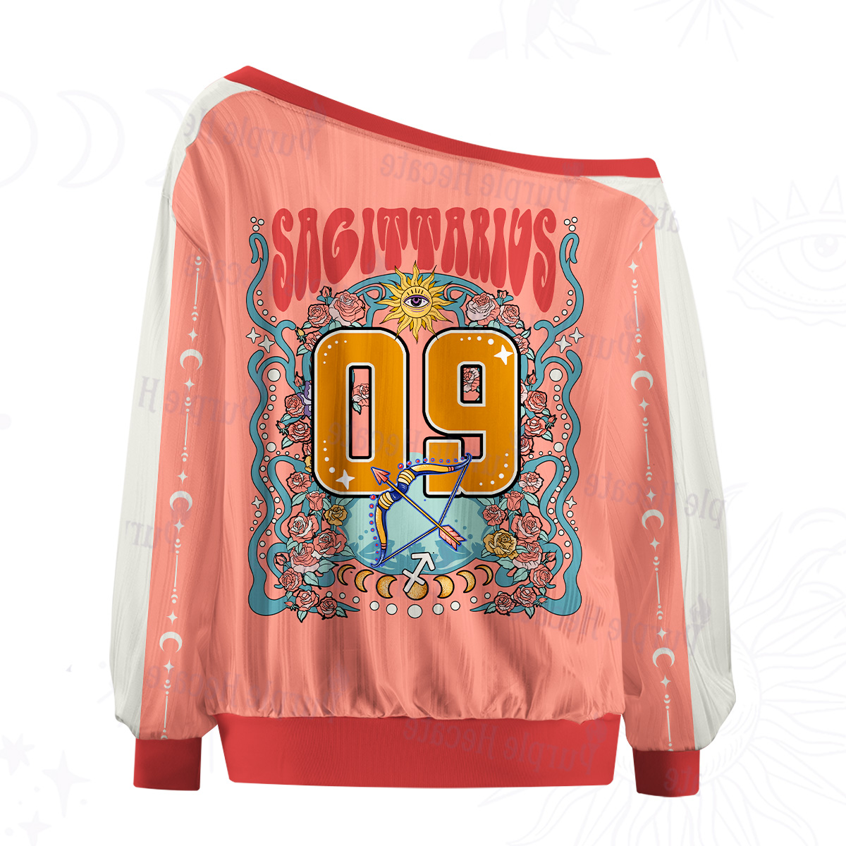 Purplehecate Sagittarius Spirit Zodiac Off The Shoulder Graphic Jersey