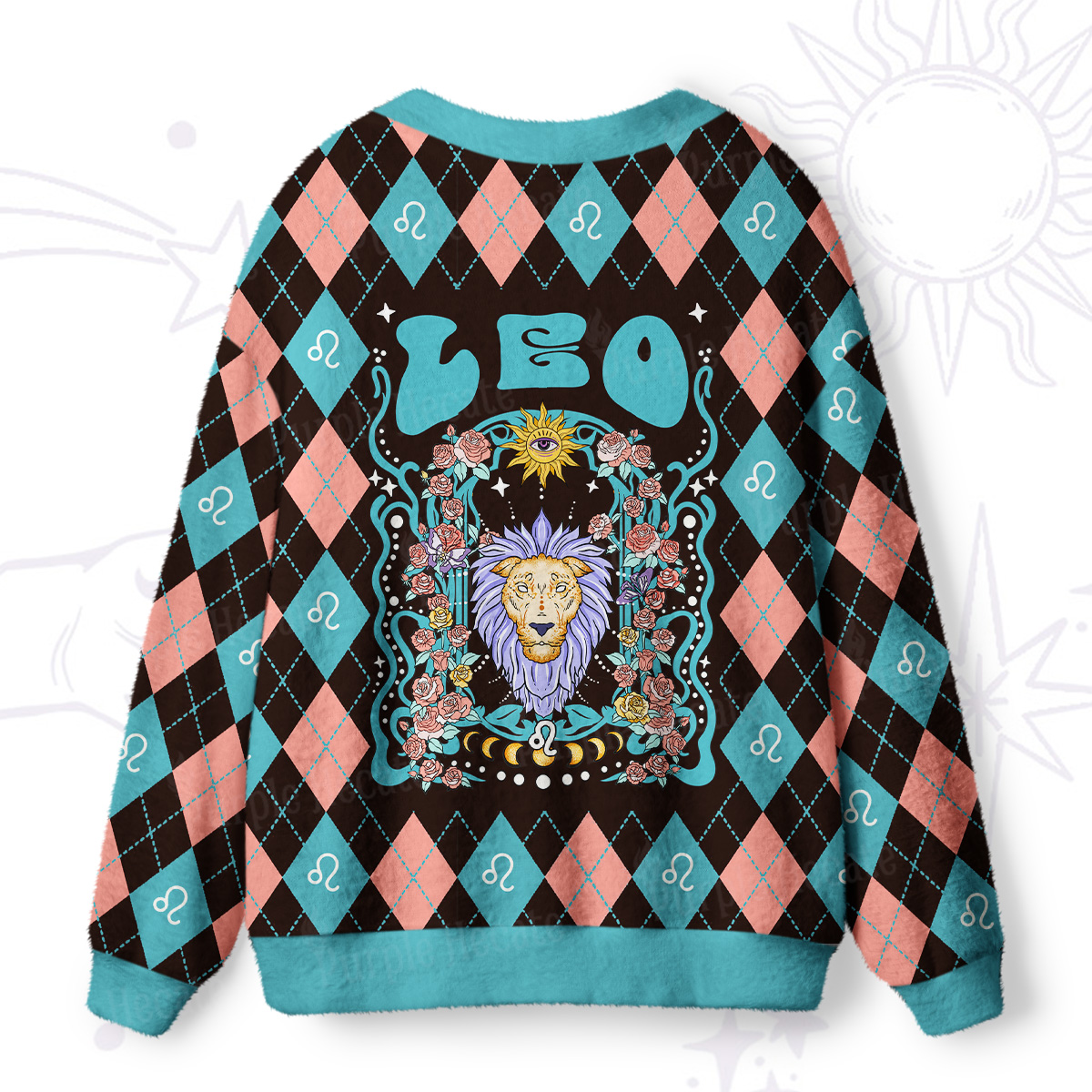 Purplehecate Leo Spirit Zodiac Ugly Cardigan Sweaters