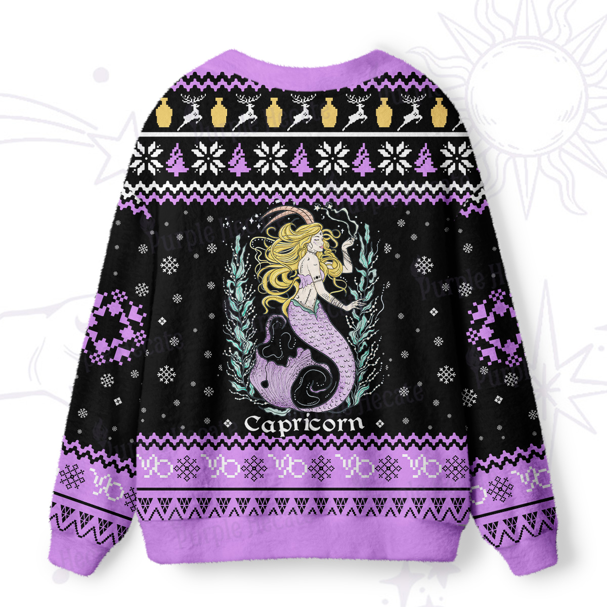 Purplehecate Capricorn Zodiac Ugly Cardigan Sweaters