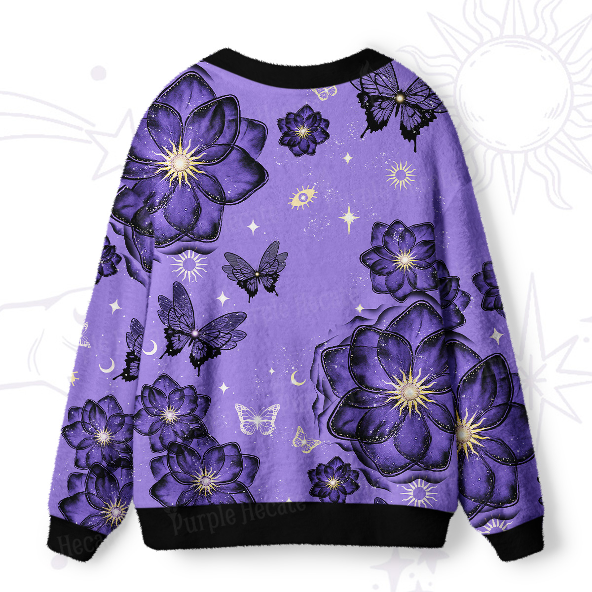 Purplehecate Moonlit Petals and Wings Ugly Cardigan Sweaters