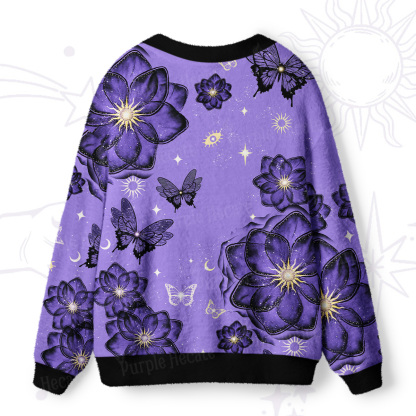 Purplehecate Moonlit Petals and Wings Ugly Cardigan Sweaters