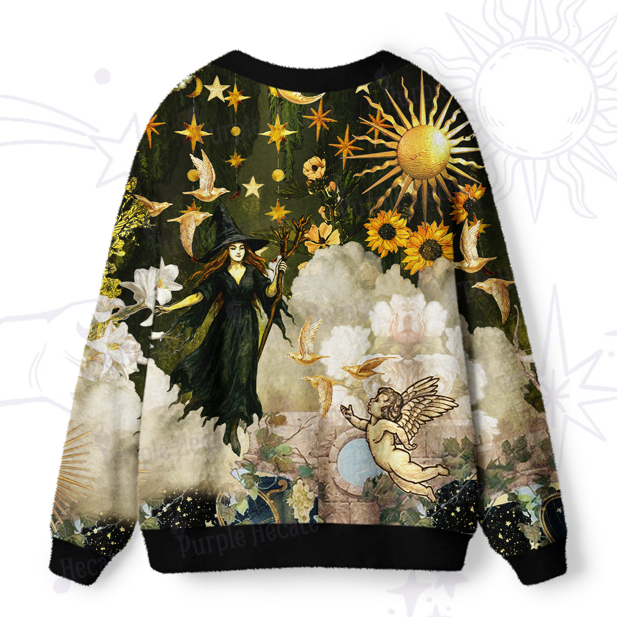 Purplehecate Garden of the Celestial Witch Ugly Cardigan Sweaters