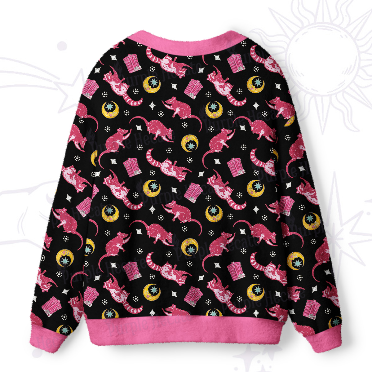 Purplehecate Midnight Raccoon Bandits Ugly Cardigan Sweaters