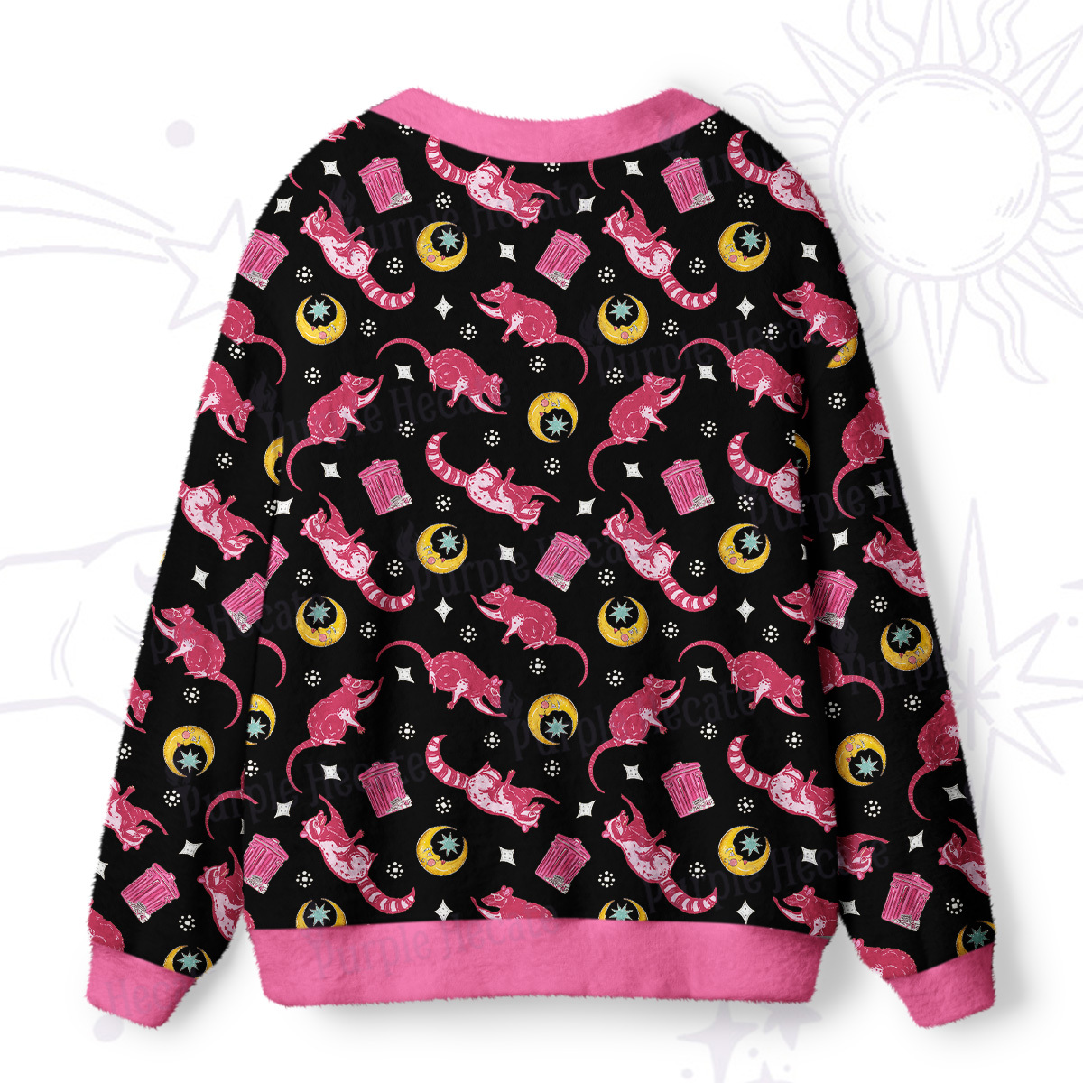 Purplehecate Midnight Raccoon Bandits Ugly Cardigan Sweaters